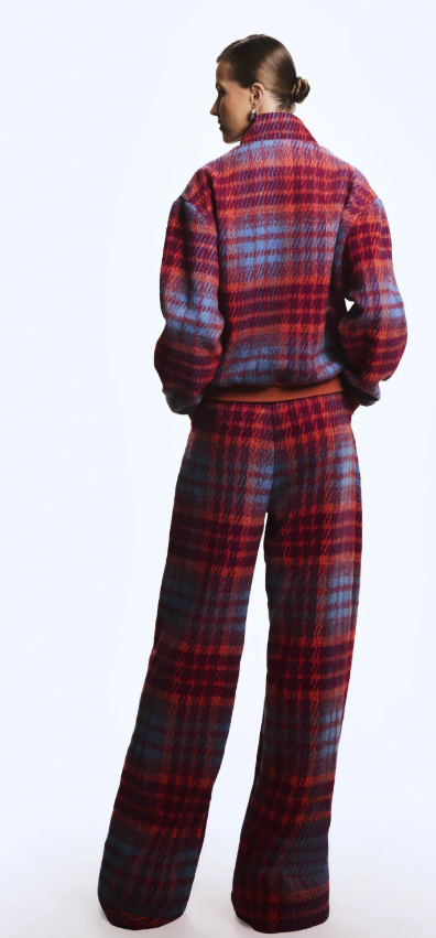 CALCA RETA XADREZ COM PREGAS FRONTAIS