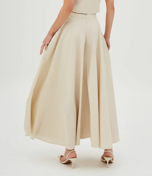 SAIA MIDI RODADA AMPLA E ACINTURADA AREIA