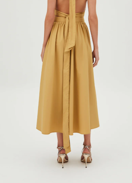 SAIA MIDI AMPLA COM BOTOES FRONTAL KAKI