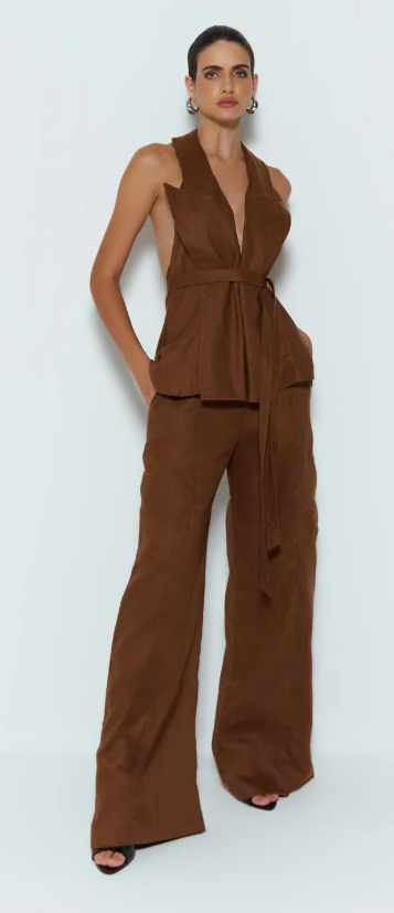 COLETE FRENTE UNICA COM FAIXA MARROM CHOCOLATE