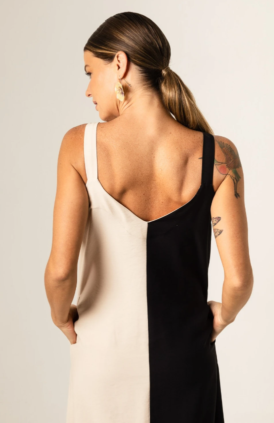 Vestido Longo Preto/branco Regata