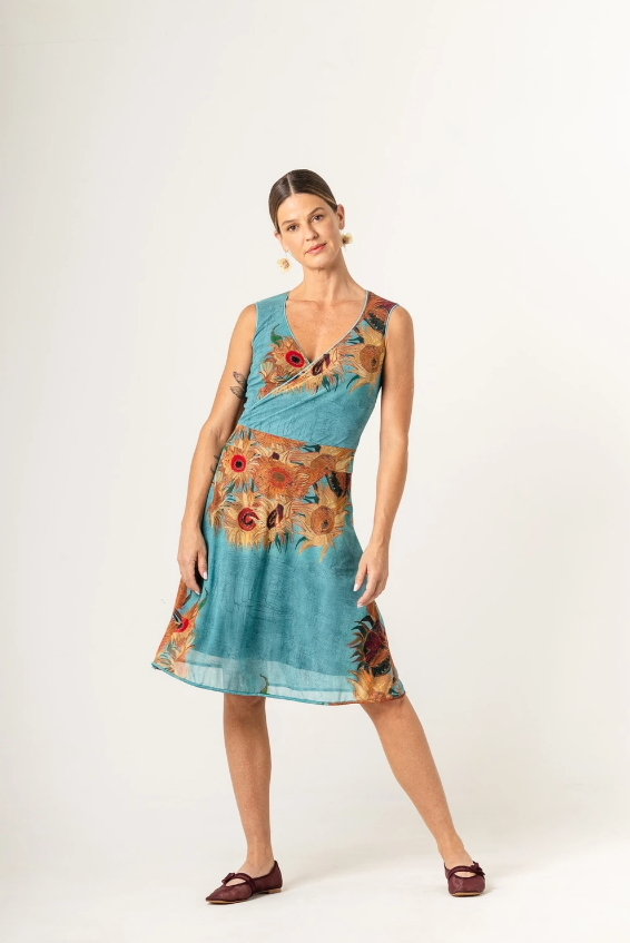 Vestido curto Van Gogh Sunflowers