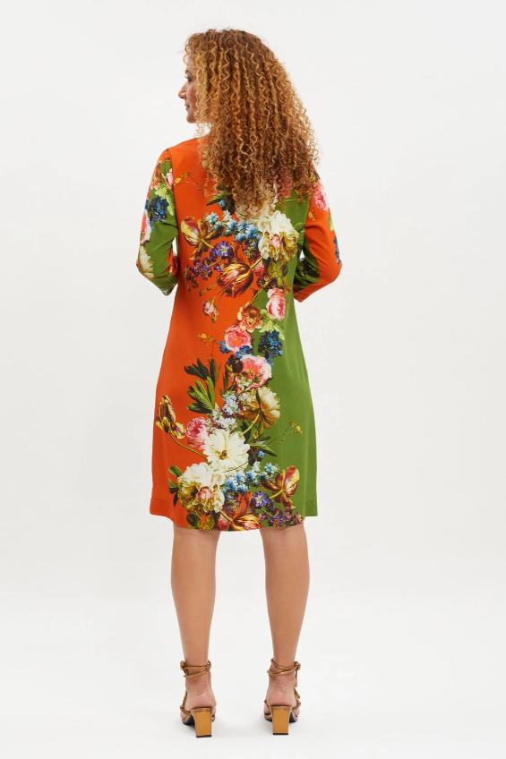 Vestido viscose com bolso floral