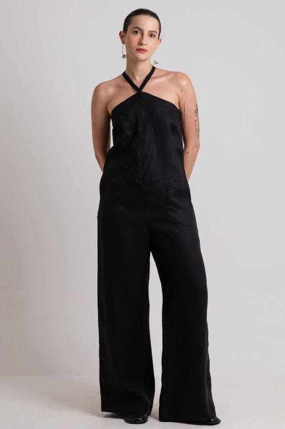 Macacão de linho com Zíper