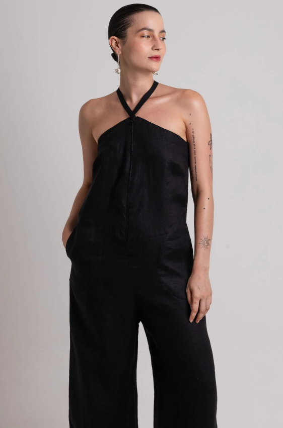 Macacão de linho com Zíper