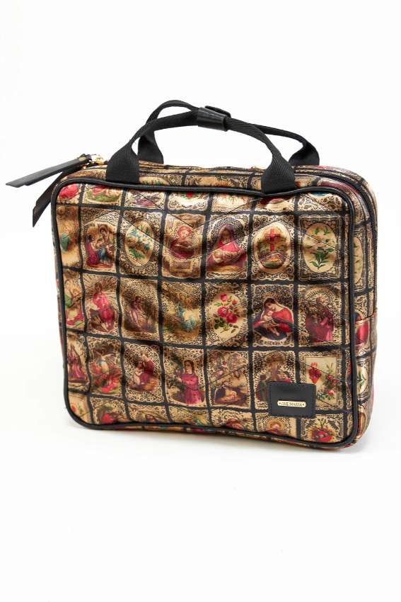 Bolsa modelo mochila Santinho Rendado com brilho