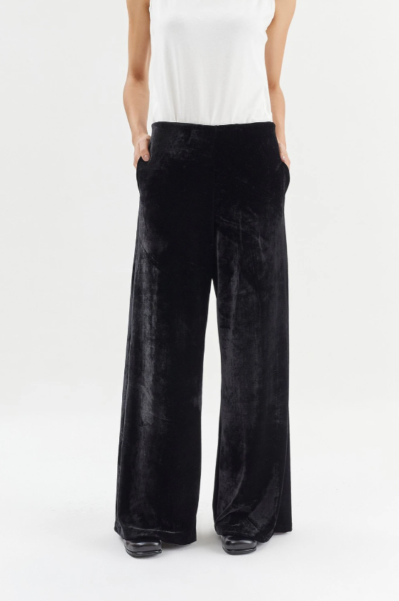 Calça pantalona veludo preto