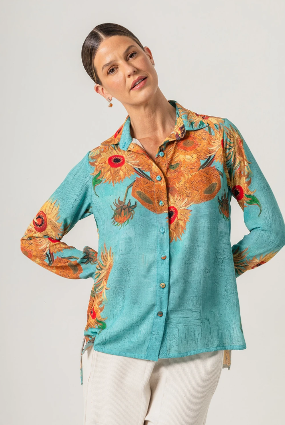 Camisa estampada Van Gogh Sunflowers
