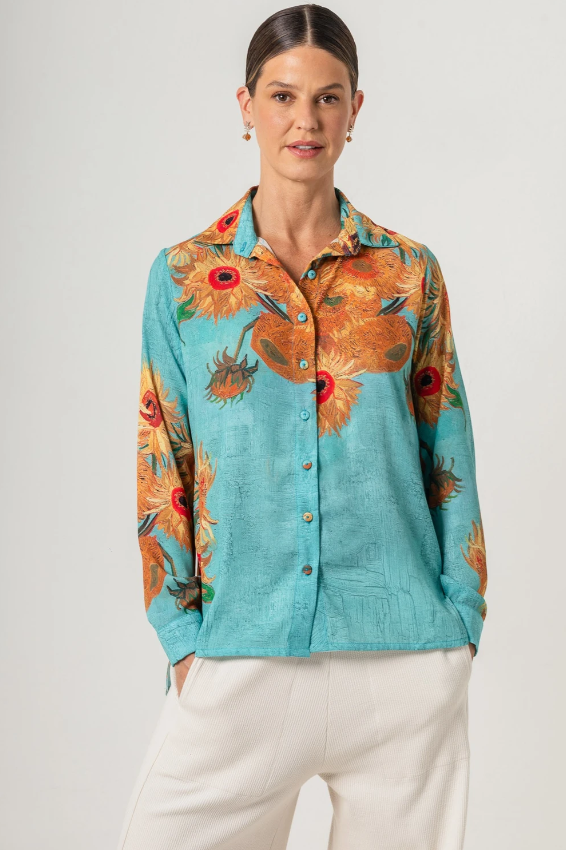 Camisa estampada Van Gogh Sunflowers