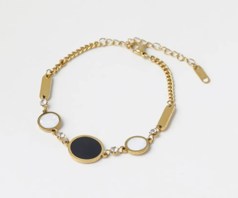 Pulseira Delicada Com Bolas Esmaltadas DOURADO