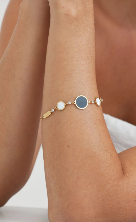 Pulseira Delicada Com Bolas Esmaltadas DOURADO