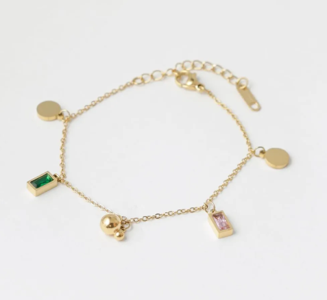 Pulseira Delicada Pingentes Brilhos DOURADO