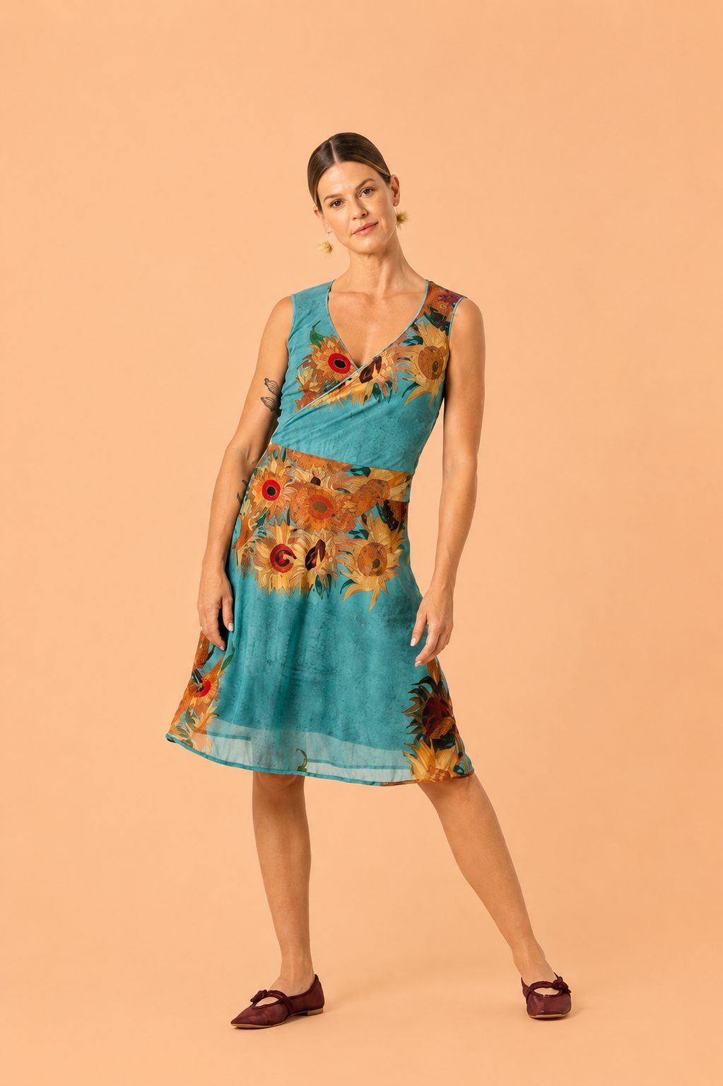Vestido curto Van Gogh Sunflowers