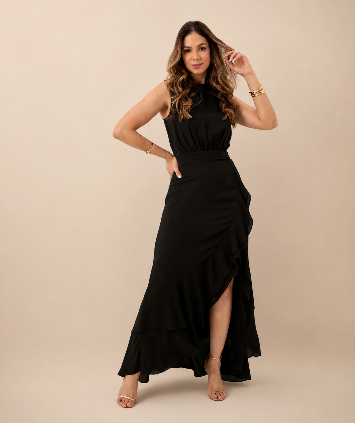 Vestido Julia Pozzam Preto Elegante