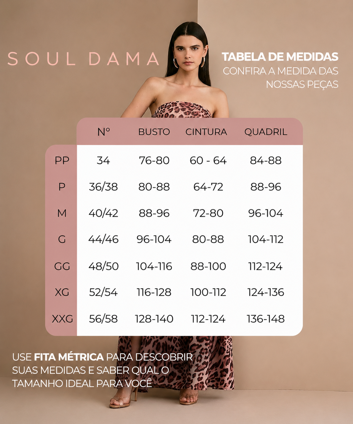Tabela de medidas Soul Dama